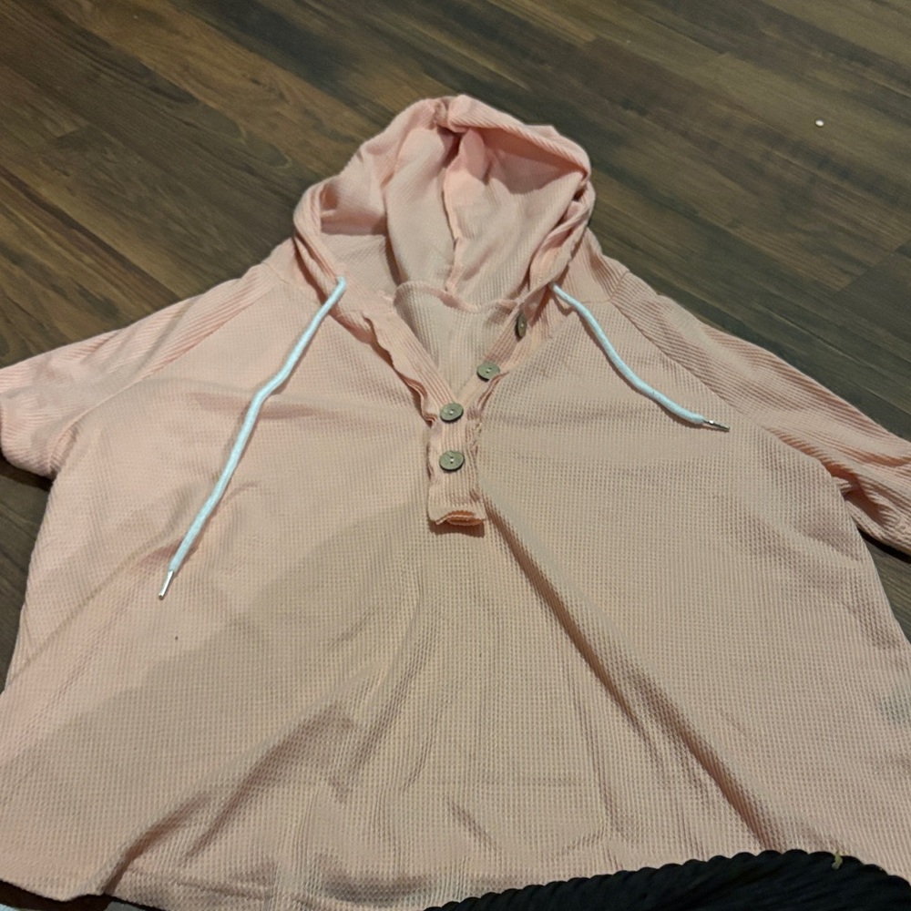 SHEIN Peach Short Sleeve Hoodie Tee